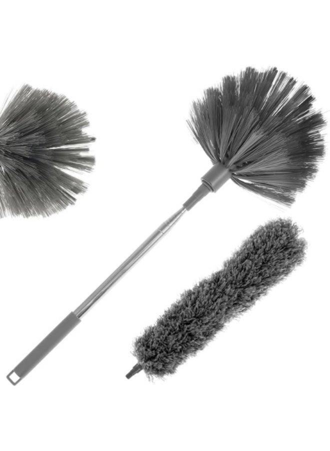 REZAKO Spider web dust collector with 83.9-inch extension rod, replaceable ceiling kit, bendable ultra-fine fiber feather, reusable spider web dust brush cleaning kit, fan cleaner, household dust collector,feather for dust,Wall duster,Dust mop,Roof cleaning (Gray) - Image 5