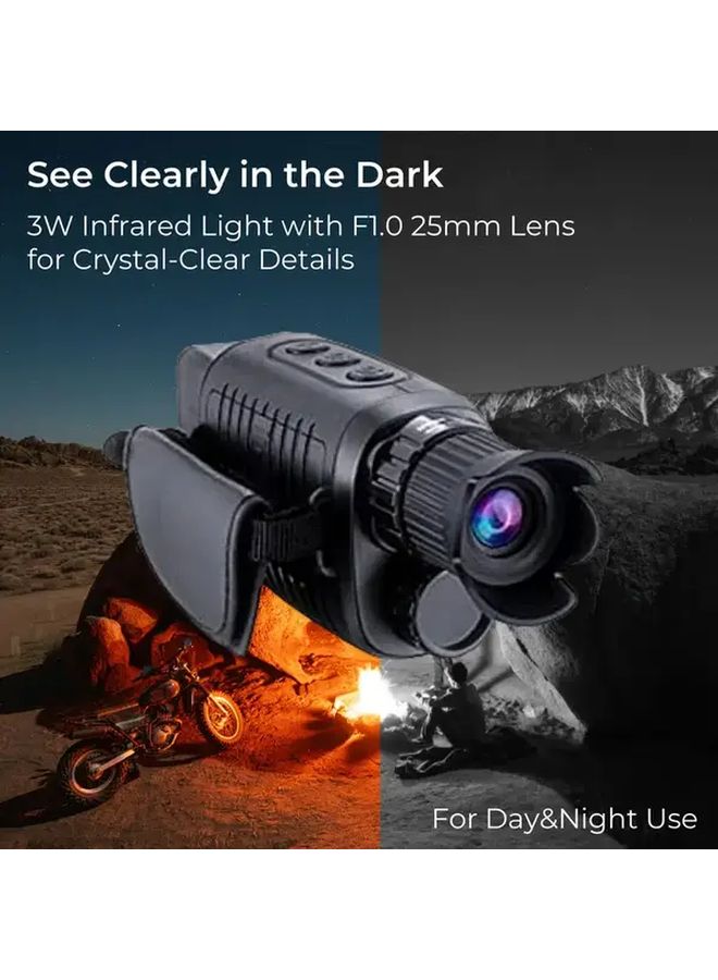 منظار أنيق أسود برؤية ليلية بالأشعة تحت الحمراء بدقة 1080بك، بتكبير رقمي 10x ومدى 300 متر - Image 5