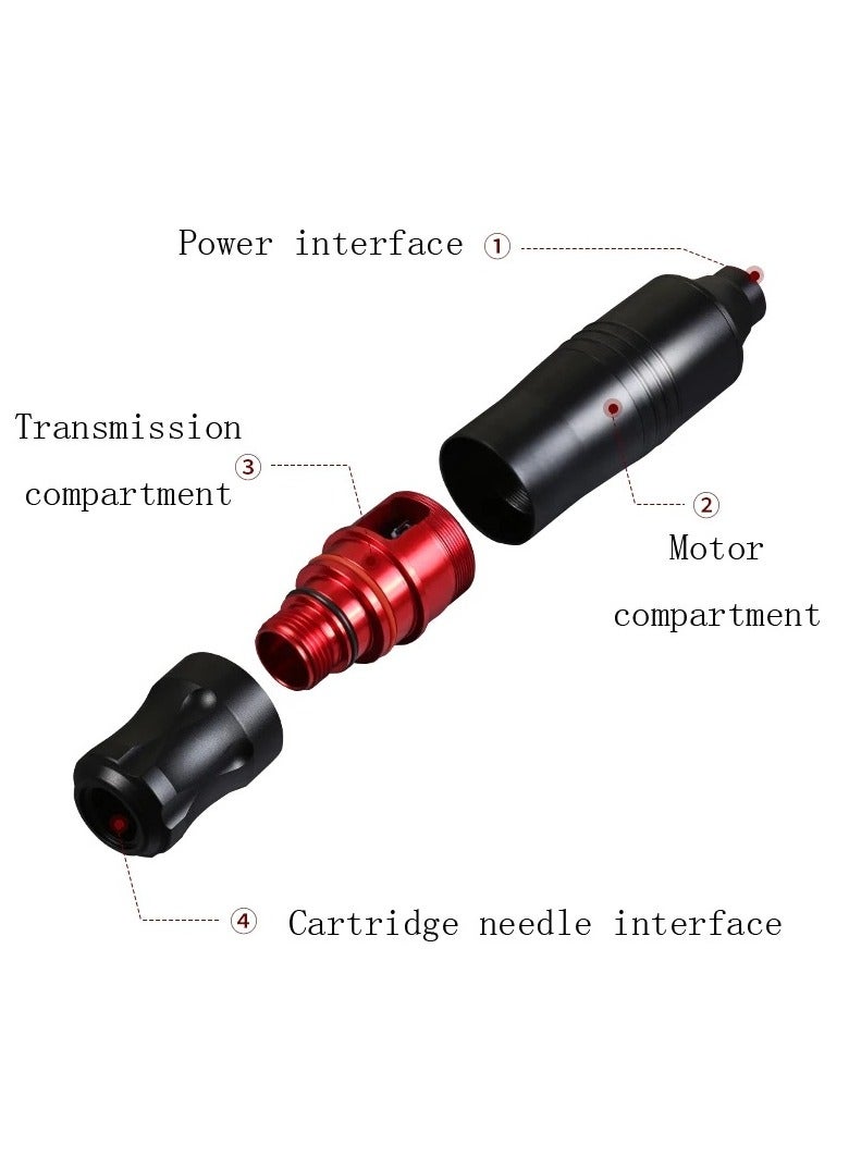 Tattoo Pen Kit, All In One Tattoo Machine Set, Durable Safe Tattoo Supplies Kit, Tattoo Pen, Tattoo Integrated Needles, Tattoo Pigment 10 Colors Set, Steel Pedal, Repair Cream, Bnadage, (Red Suit) - Image 3