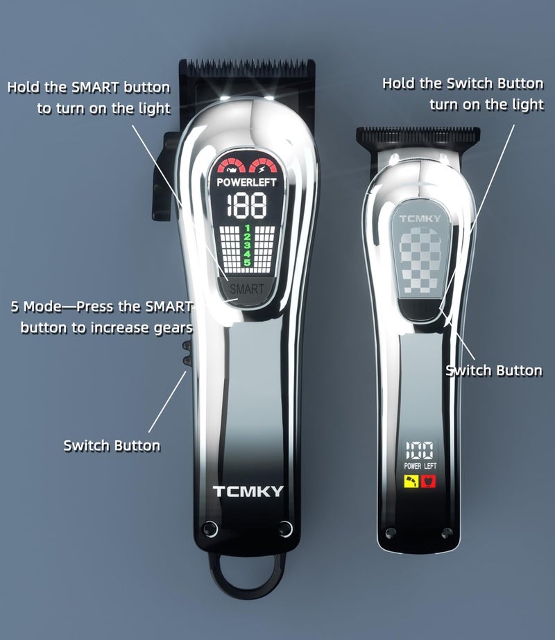 TCMKY Hair Clippers for Men, Professional Clippers and Trimmers Set, Cordless Clippers for Hair Cutting, Beard Trimmer, Barber Clippers, Rechargeable Electric Shaver - Image 5