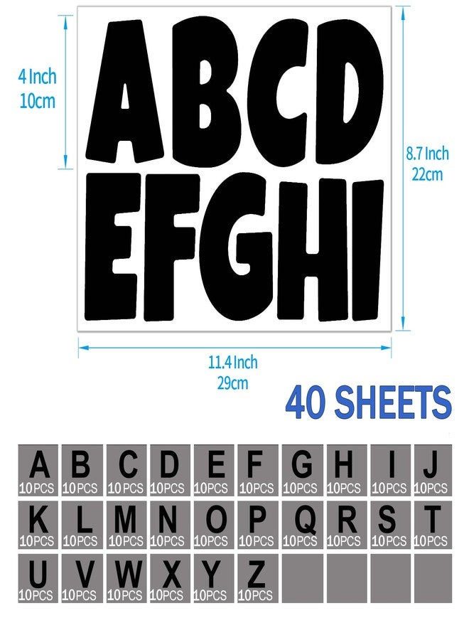 Bemeol Bulletin Board Letters 390 Pcs 4 Inch Alphabet Letter Stickers for Poster Board Stick on Letters for Bulletin Board Classroom School Home Office Decor(Black) - Image 2
