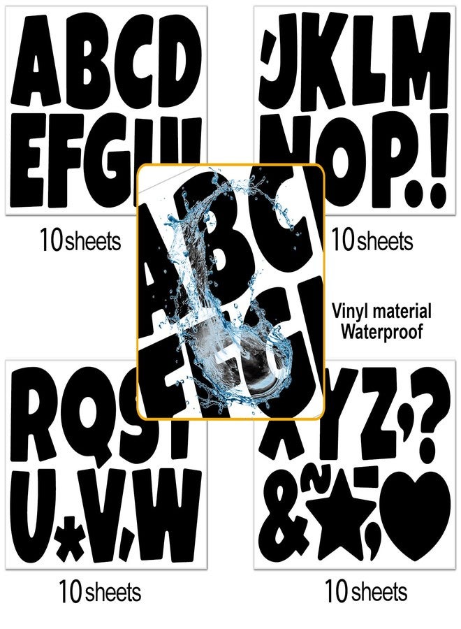 Bemeol Bulletin Board Letters 390 Pcs 4 Inch Alphabet Letter Stickers for Poster Board Stick on Letters for Bulletin Board Classroom School Home Office Decor(Black) - Image 3