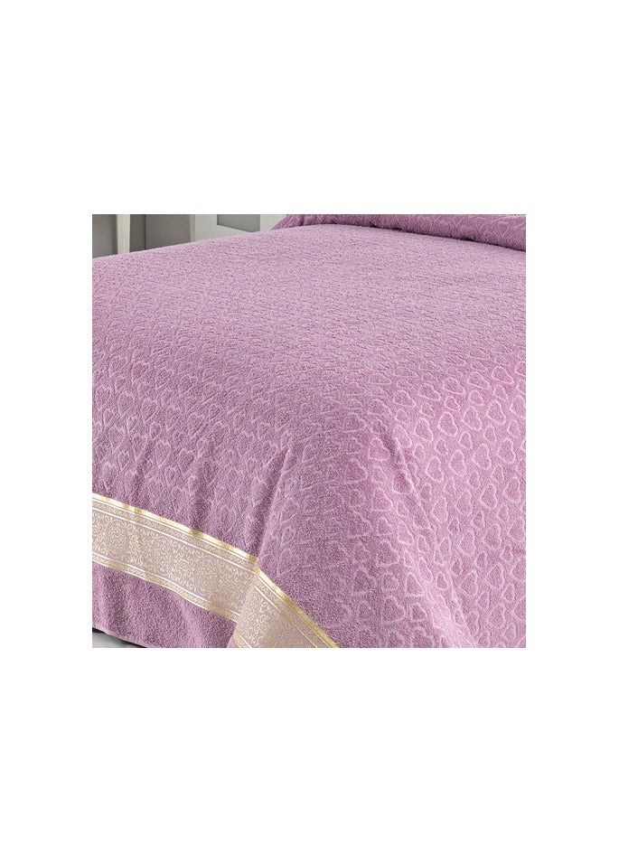 فيلا_باريس غطاء سرير من قماش الجاكار الفاخر من Villa Paris بطانية من القطن التركي مفرش سرير عضوي لسرير مزدوج/كينج مقاس 200 × 220 سم - أرجواني - Image 2