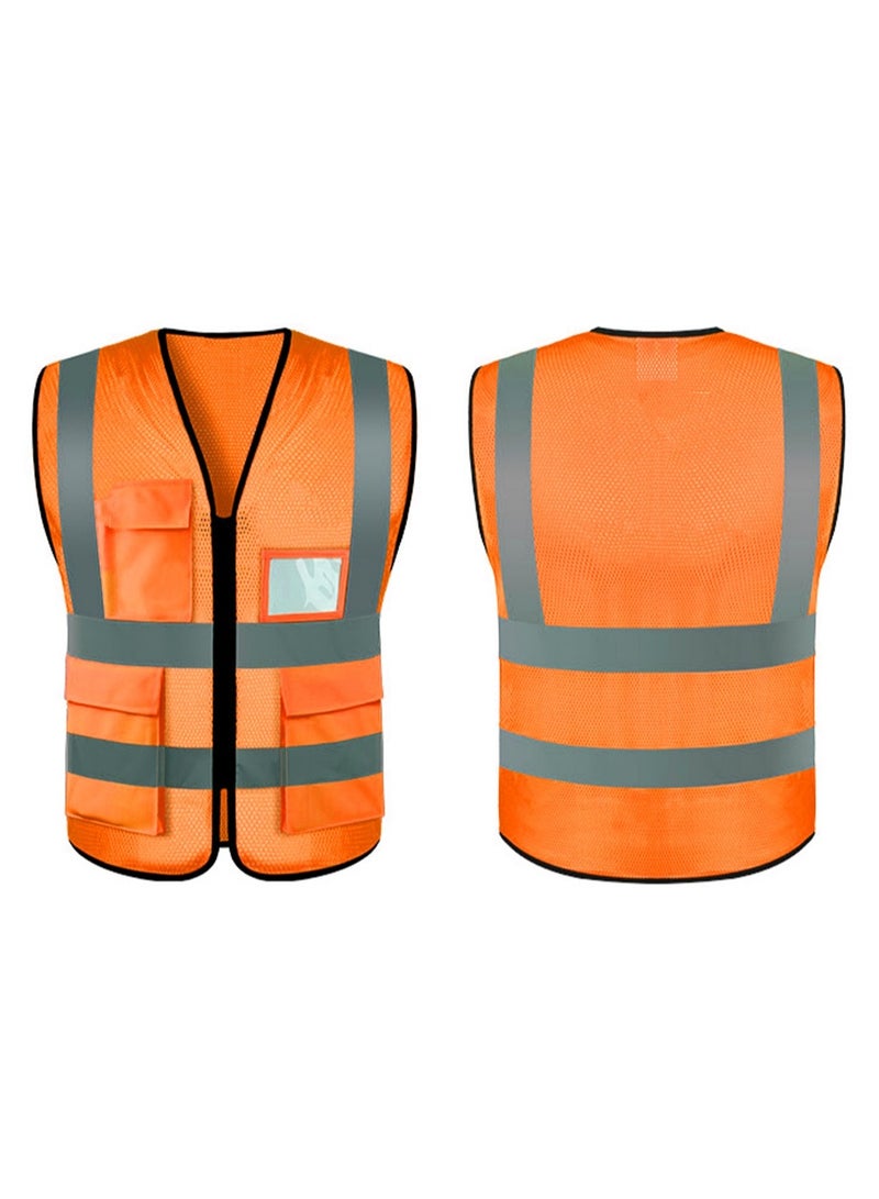 سترة أمان عالية الوضوح باللون البرتقالي - Image 1