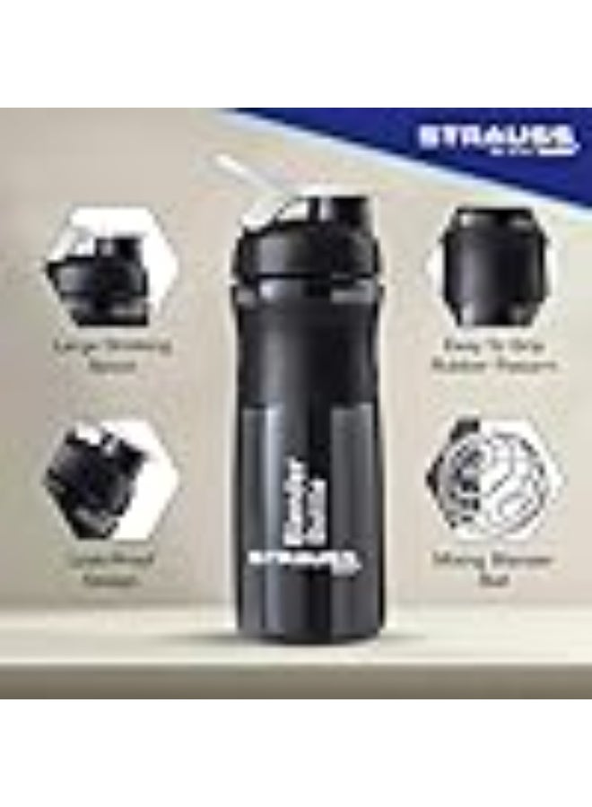 STRAUSS Blender Shaker Bottle | Leakproof Shaker Bottle for Protein Shake, Pre-Workout and Bcaa Shake | Protein Shaker Bottle for Gym | Ideal for Men and Women | BPA-Free Material- 760 ML,(Black) - Image 4