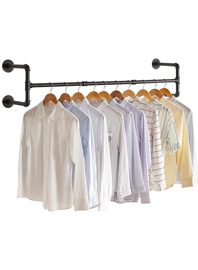 Wall Mounted Clothes Hanging Rail Industrial Pipe Clothes Hanger Rack for Bedroom Living Room Kitchen 109x35x31cm Hold up to 50KG - Image 1