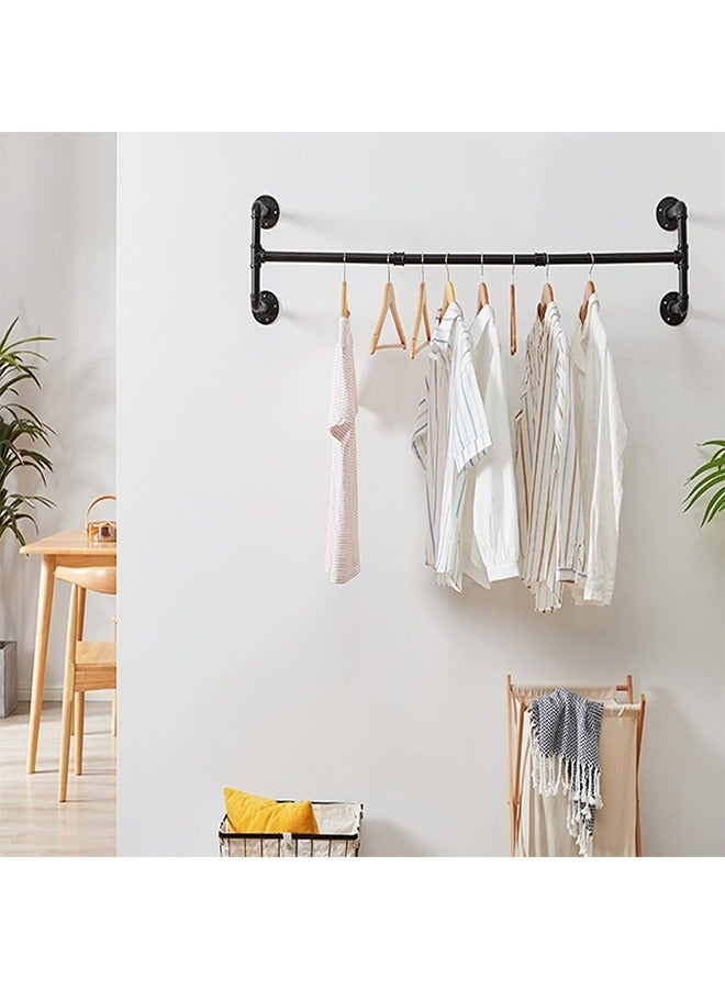 Wall Mounted Clothes Hanging Rail Industrial Pipe Clothes Hanger Rack for Bedroom Living Room Kitchen 109x35x31cm Hold up to 50KG - Image 4