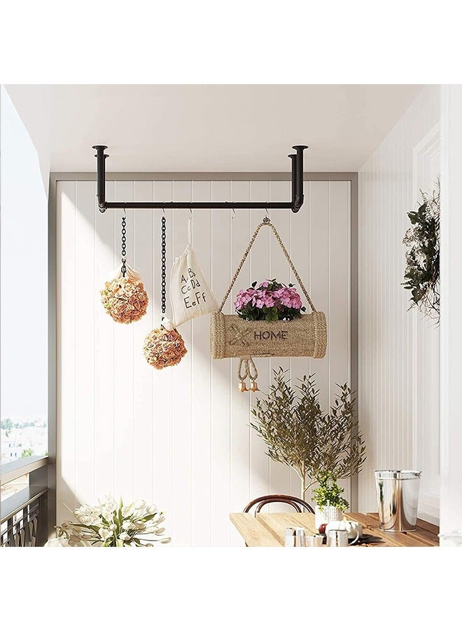 Wall Mounted Clothes Hanging Rail Industrial Pipe Clothes Hanger Rack for Bedroom Living Room Kitchen 109x35x31cm Hold up to 50KG - Image 5