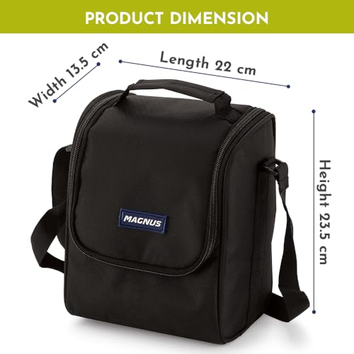 Magnus Microwave EVA 5 Lunch Box(Black) - 3 Containers, 1 Small Box, 1 Bottle, Cutlery | Leakproof Stainless Steel Lunch Box for Kids, Lunch Boxes for Office Men | Office & Microwave Safe - Image 3