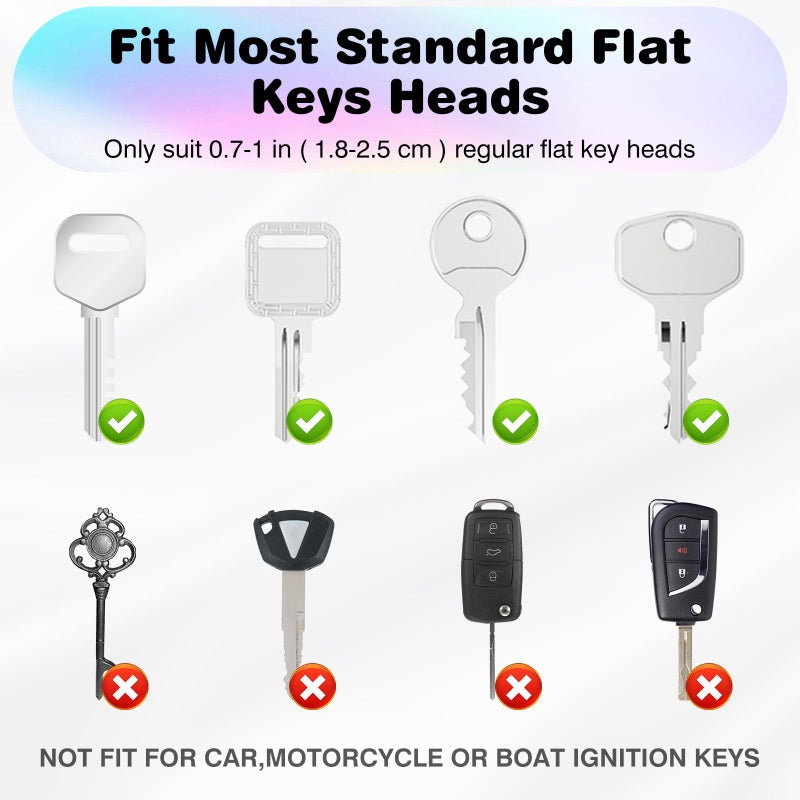 GoorDik 20 Pack Key Color Caps Covers Tags, Soft Rubber Key Identifiers, Plastic Key Toppers for Standard Flat Organization House Key (Not Suitable for Odd-Shaped Keys), 10 Colors, 2 Styles - Image 5