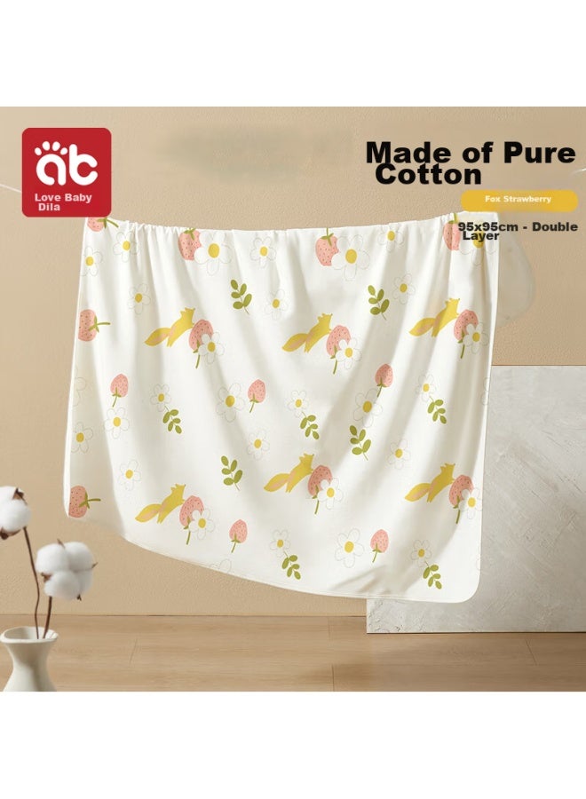 AIBEDILA Aibeidila Newborn Swaddle, Pure Cotton Baby Delivery Room Wrap, Infant Blanket, Spring And Autumn Double-layer, Little Fox - Image 2
