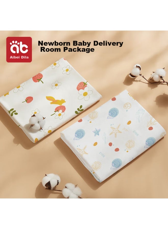 AIBEDILA Aibeidila Newborn Swaddle, Pure Cotton Baby Delivery Room Wrap, Infant Blanket, Spring And Autumn Double-layer, Little Fox - Image 1