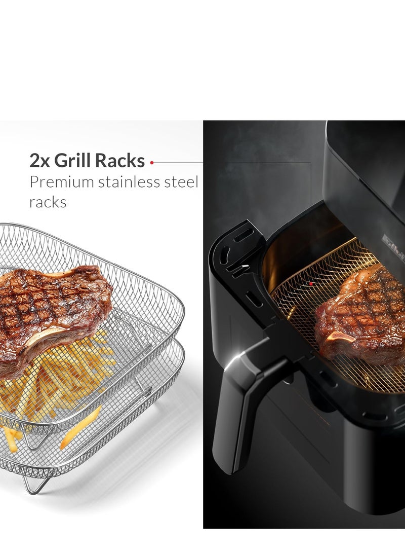 Feller Germany Air Fryer 1800 W, Large 7L Cap., Xcyclone-Tech, 4x Non-Stick Ceramic Coating, 10 Cooking Functions, Touch Panel, Cool-Touch+Interior Lightning, AFR700 (Black) - Image 5