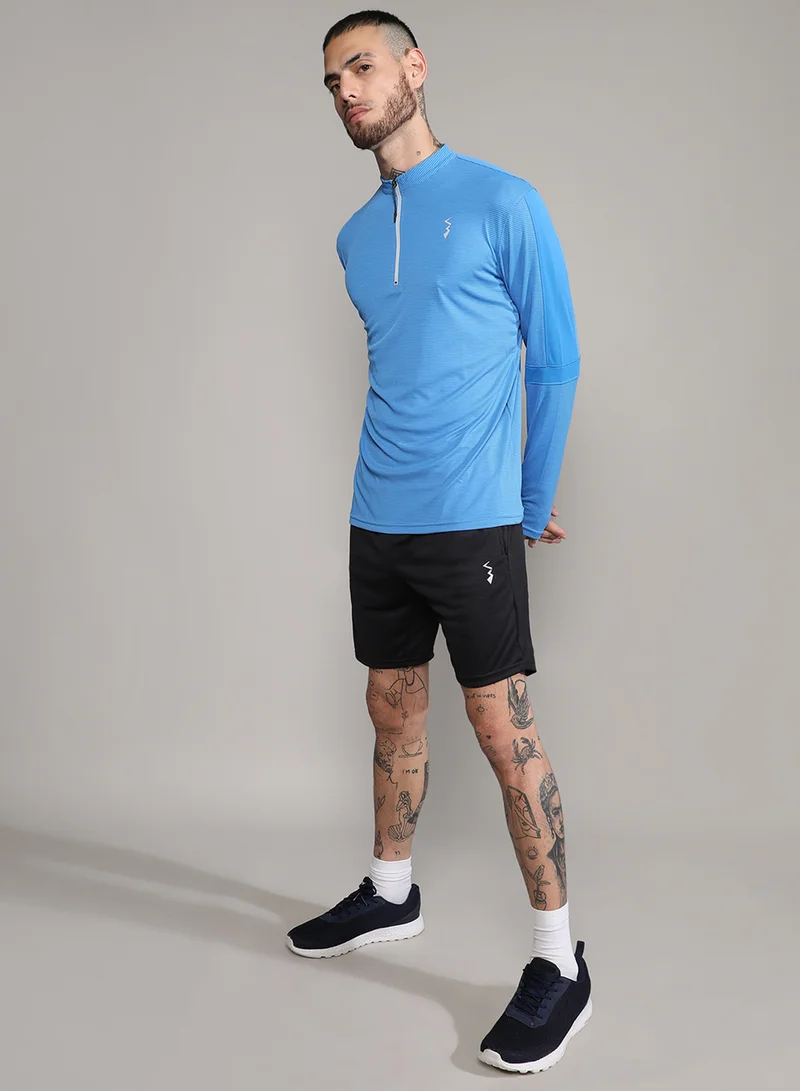 Campus Sutra Men's Solid Light Blue Activewear T-Shirt
