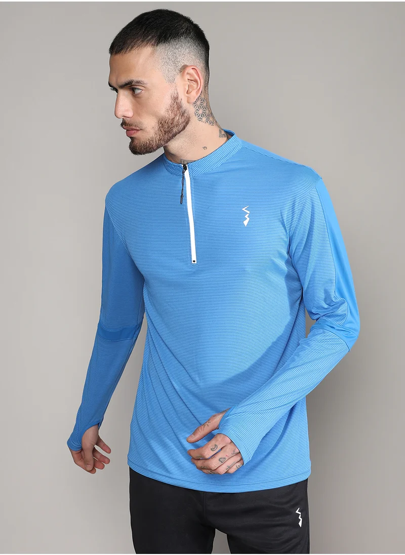 كامبوس سوترا Men's Solid Light Blue Activewear T-Shirt
