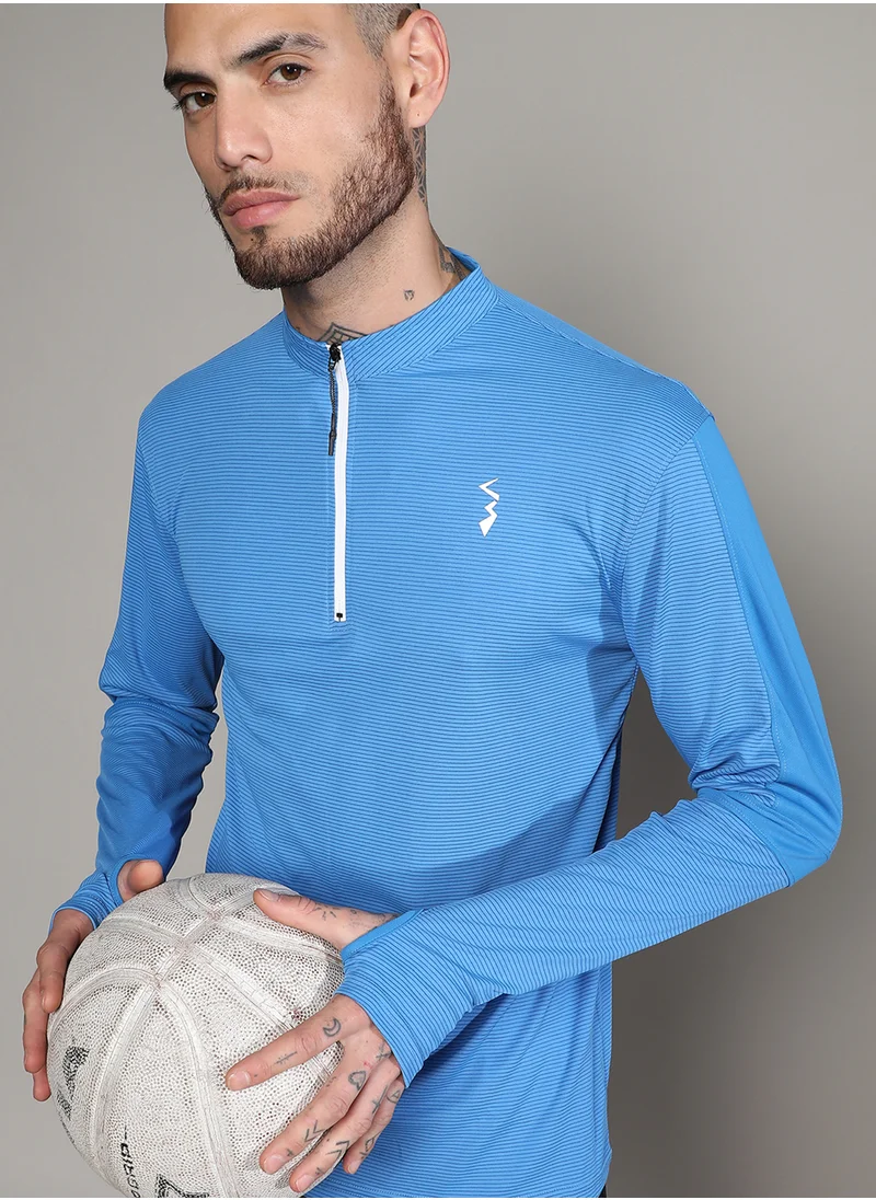 كامبوس سوترا Men's Solid Light Blue Activewear T-Shirt