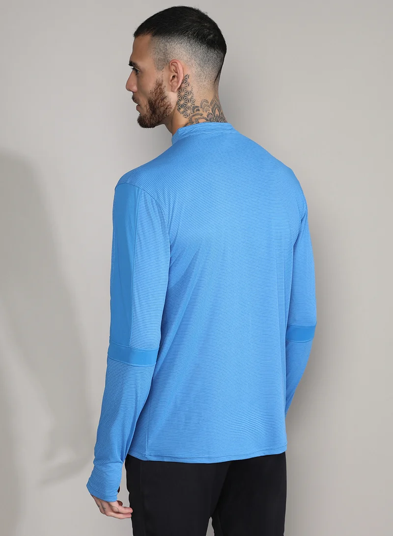 Campus Sutra Men's Solid Light Blue Activewear T-Shirt