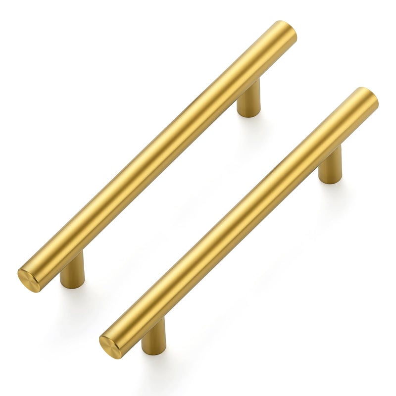 Ravinte Hardware 25 Pack Cabinet Handles with 375 Inch 96mm Hole Center Brushed Brass Cabinet Pulls Stainless Steel Drawer Pulls Kitchen Knobs for Dresser Drawer 6 Inch Overall Length - Image 2