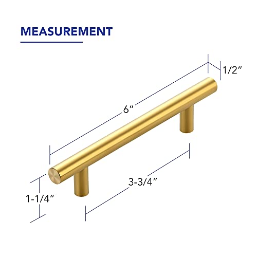 Ravinte Hardware 25 Pack Cabinet Handles with 375 Inch 96mm Hole Center Brushed Brass Cabinet Pulls Stainless Steel Drawer Pulls Kitchen Knobs for Dresser Drawer 6 Inch Overall Length - Image 3
