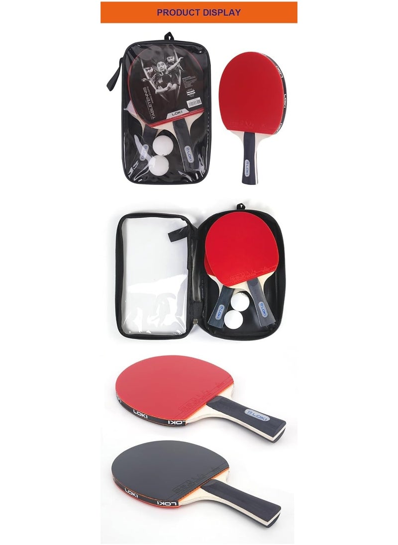 Generic - LOKI K1000 Table Tennis Rackets Set Ping Pong Paddles With 2 Balls - Image 1
