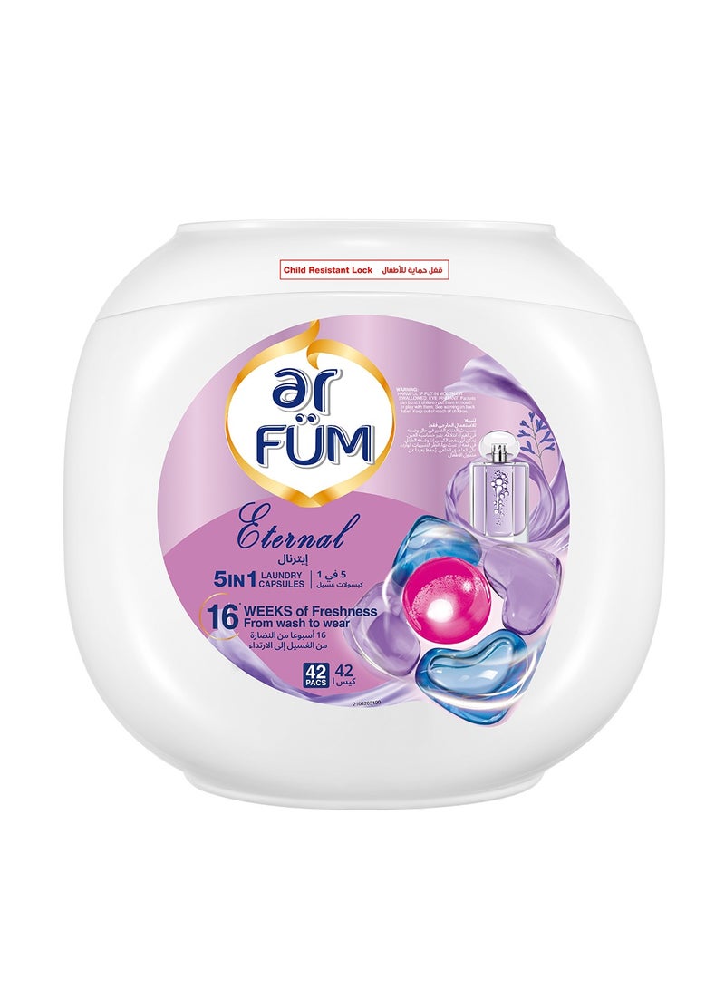 ar FUM ArFum PODS, 5-in-1 Laundry Detergent Capsules with German Formulated Laundry Pods and 16 Weeks of Long-Lasting Fragrance Capsules (Lily, Eternal), 2 X 42 Pods (84 Capsules) - Image 3