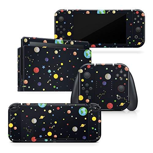 Tacky Design Galaxy Skin Compatible with Nintendo Switch Skin Wrap Cover, Planets Black Skin for Nintendo Switch Stickers, Premium Vinyl 3M Full Wrap Decal, Compatible with Joy-Con, Console, Dock - Image 1