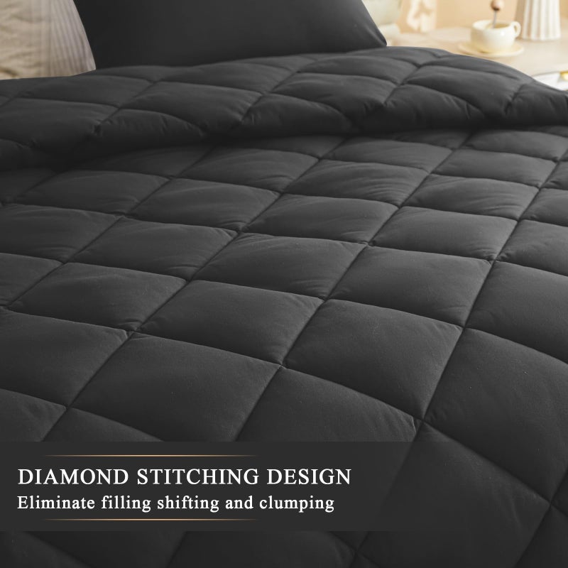 MIOTO 120x128 Oversized King Comforter, Extra Large King Size Comforter Oversized, All Season Soft Lightweight Quilt Down Alternative Duvet Insert with 8 Corner Tabs(120x128, Black) - Image 4