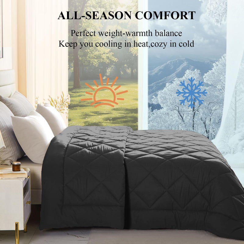 MIOTO 120x128 Oversized King Comforter, Extra Large King Size Comforter Oversized, All Season Soft Lightweight Quilt Down Alternative Duvet Insert with 8 Corner Tabs(120x128, Black) - Image 3