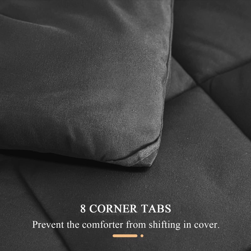 MIOTO 120x128 Oversized King Comforter, Extra Large King Size Comforter Oversized, All Season Soft Lightweight Quilt Down Alternative Duvet Insert with 8 Corner Tabs(120x128, Black) - Image 5