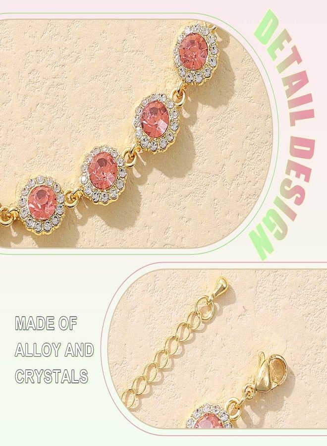 ACEDRE Colorful Crystal Choker Necklace Sparkly Rhinestone Chokers Necklaces Gold Chain Necklace Party Prom Neck Jewelry for Women (4-Pink) - Image 5