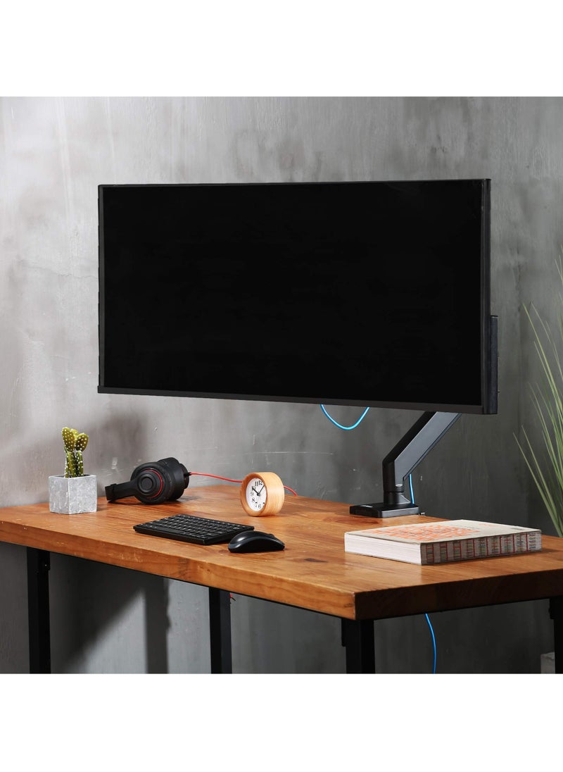 FlashHawk - Full Motion Single Monitor Arm, Air Pressure Lifting, Rotatable, Tilting Monitor Desk Mount, for 13-32 Inch Monitors, Hold up to 10kg - Image 1