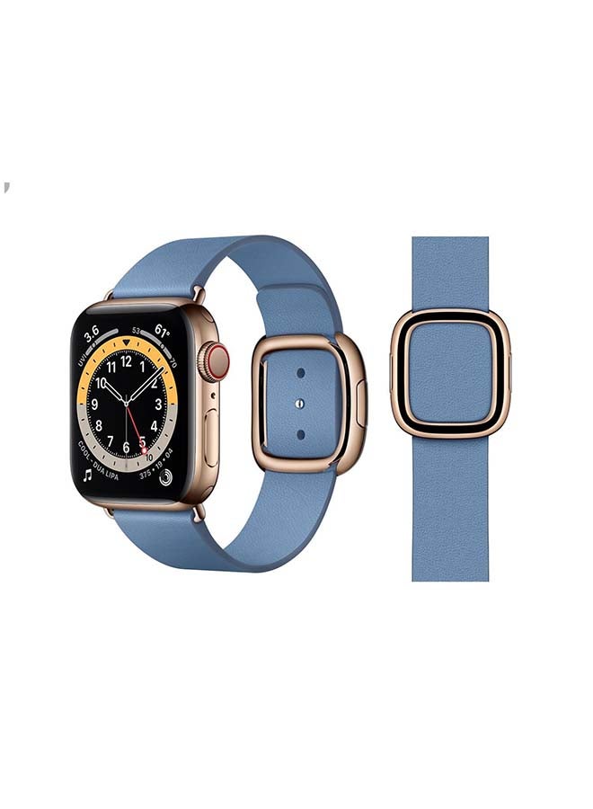 Perfii Leather Replacement Band For Apple Watch Series 6/SE/5/4/3/2/1 Cornflower