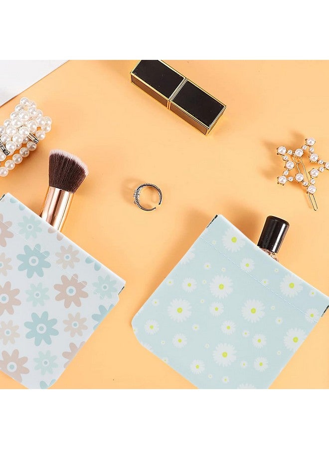 MAYCREATE 3 Pcs Small Pouches Cosmetic Bag For Women Girls, Floral Print Pu Leather Makeup Pouch Travel Organizer For Cosmetics, Lipstick, Accessories (No Zipper, Self-Closing),Assorted - Image 2