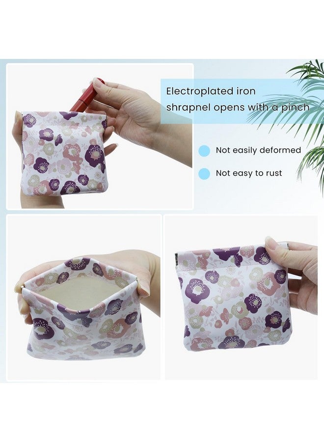 MAYCREATE 3 Pcs Small Pouches Cosmetic Bag For Women Girls, Floral Print Pu Leather Makeup Pouch Travel Organizer For Cosmetics, Lipstick, Accessories (No Zipper, Self-Closing),Assorted - Image 4