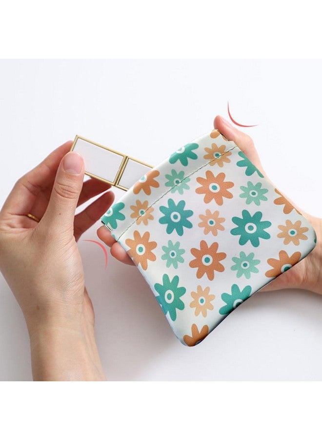 MAYCREATE 3 Pcs Small Pouches Cosmetic Bag For Women Girls, Floral Print Pu Leather Makeup Pouch Travel Organizer For Cosmetics, Lipstick, Accessories (No Zipper, Self-Closing),Assorted - Image 3