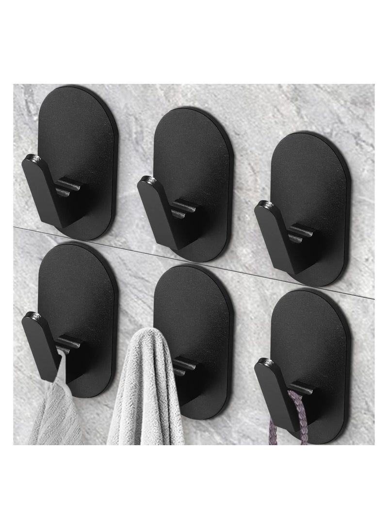 عام 6 قطع أقواس لاصقة لتعليق الأشياء الثقيلة: خطافات جدارية قوية لاصقة، مناسبة للاستخدام في الحمام، المطبخ، الأبواب الزجاجية، البلاط، المرايا، بدون أدوات، معلق للمناشف باللون الأسود. - Image 1