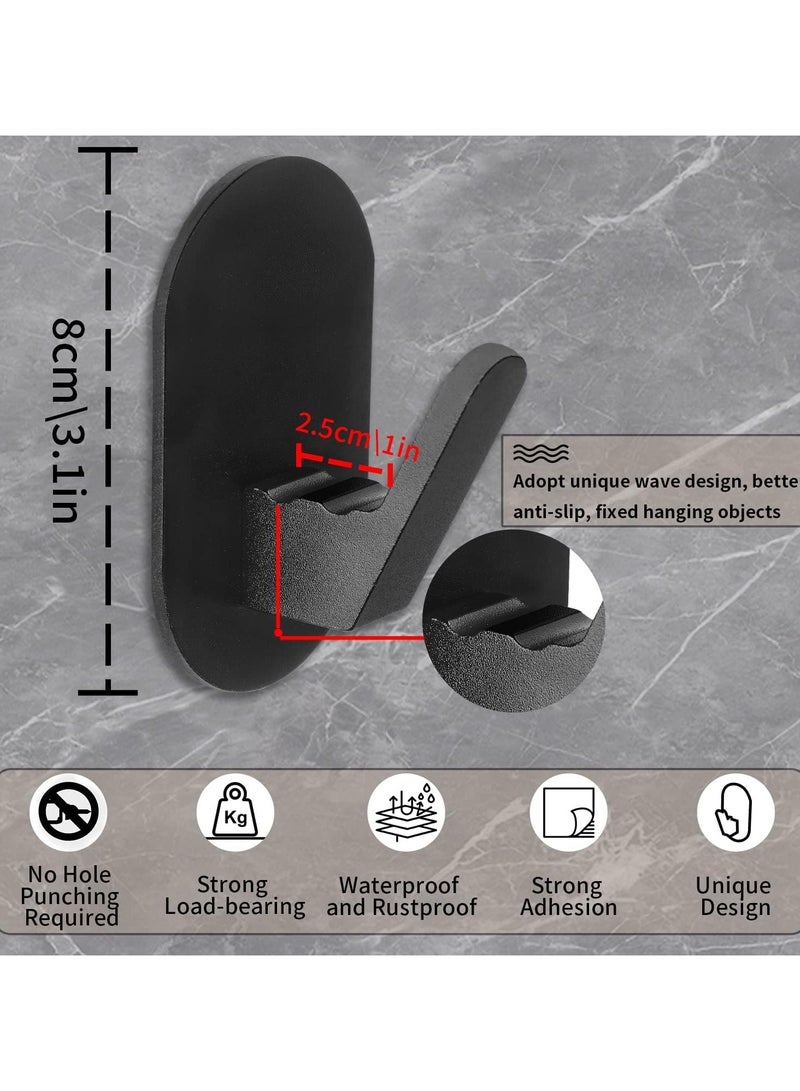 عام 6 قطع أقواس لاصقة لتعليق الأشياء الثقيلة: خطافات جدارية قوية لاصقة، مناسبة للاستخدام في الحمام، المطبخ، الأبواب الزجاجية، البلاط، المرايا، بدون أدوات، معلق للمناشف باللون الأسود. - Image 2