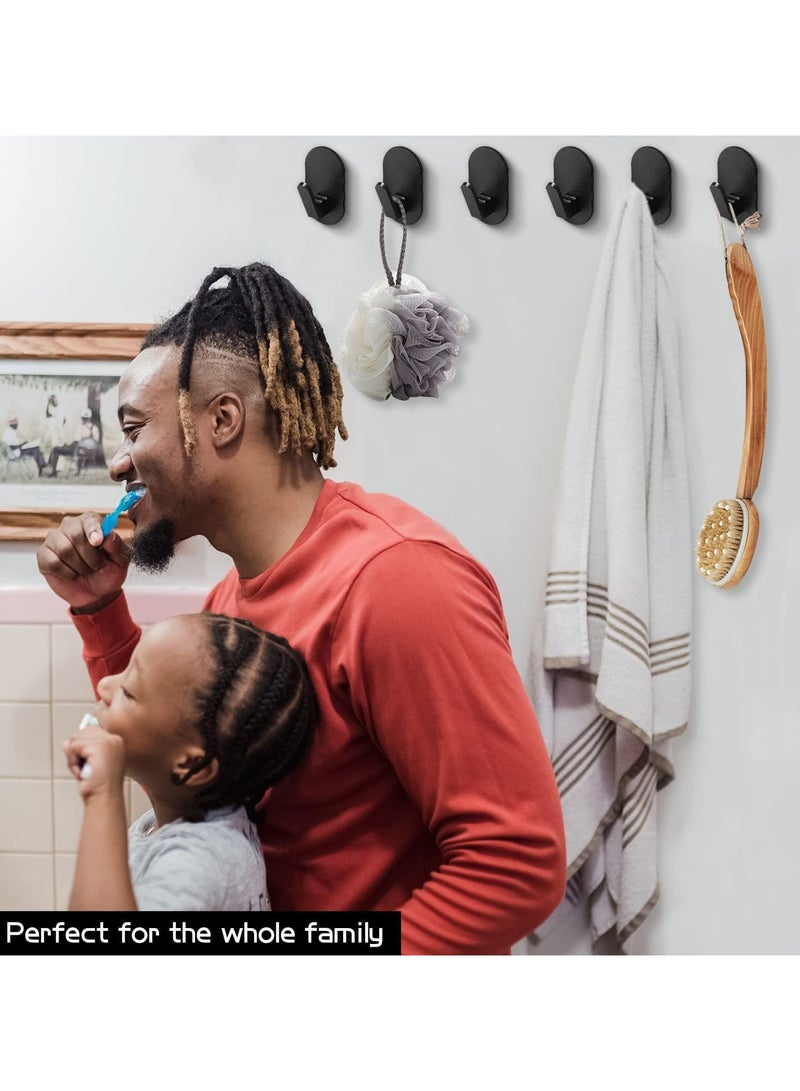 عام 6 قطع أقواس لاصقة لتعليق الأشياء الثقيلة: خطافات جدارية قوية لاصقة، مناسبة للاستخدام في الحمام، المطبخ، الأبواب الزجاجية، البلاط، المرايا، بدون أدوات، معلق للمناشف باللون الأسود. - Image 3