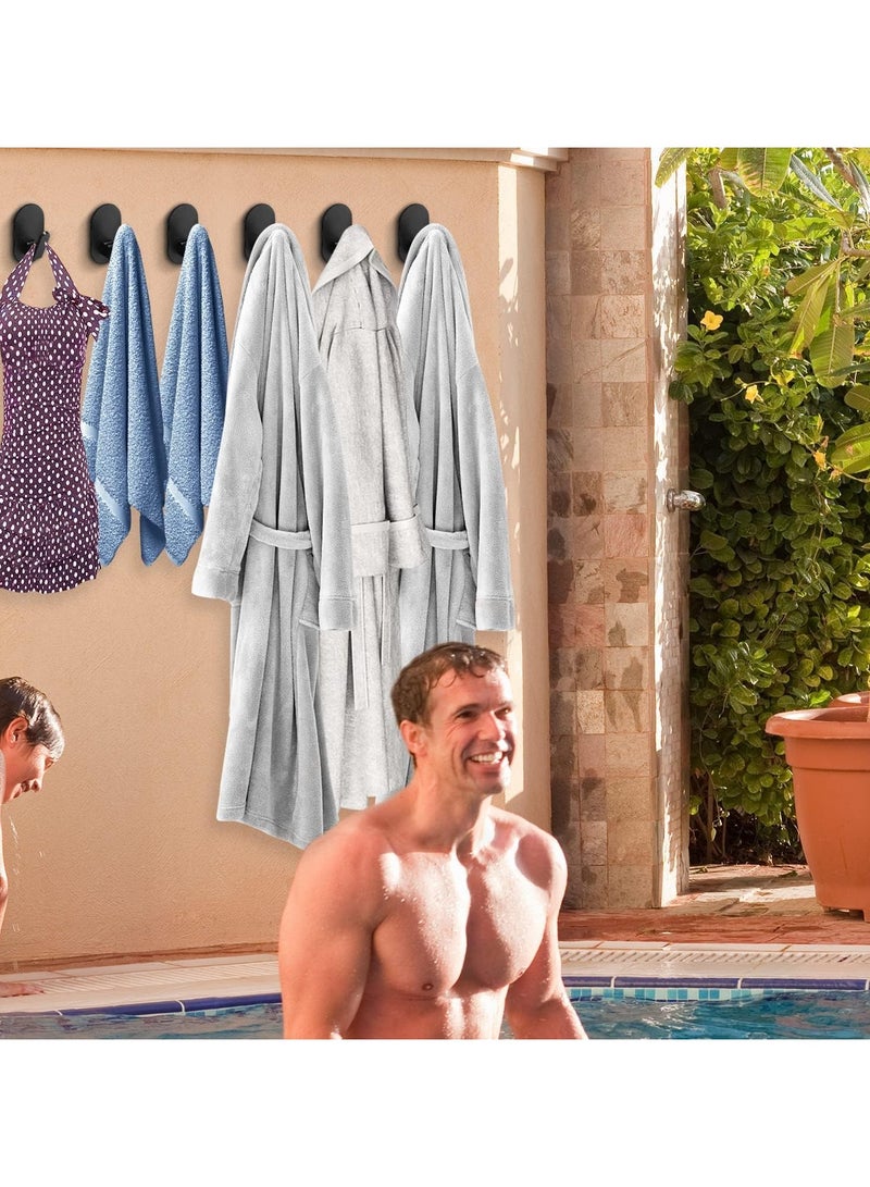 عام 6 قطع أقواس لاصقة لتعليق الأشياء الثقيلة: خطافات جدارية قوية لاصقة، مناسبة للاستخدام في الحمام، المطبخ، الأبواب الزجاجية، البلاط، المرايا، بدون أدوات، معلق للمناشف باللون الأسود. - Image 5