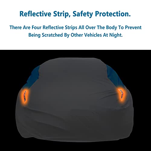 MORNYRAY Waterproof Car Cover All Weather Snowproof UV Protection Windproof Outdoor Full car Cover, Universal Fit for Sedan (Silvery, A5-Fit Sedan Length(194-206 inch)) - Image 4