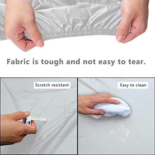 MORNYRAY Waterproof Car Cover All Weather Snowproof UV Protection Windproof Outdoor Full car Cover, Universal Fit for Sedan (Silvery, A5-Fit Sedan Length(194-206 inch)) - Image 5