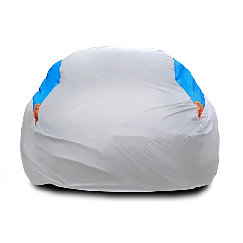 MORNYRAY Waterproof Car Cover All Weather Snowproof UV Protection Windproof Outdoor Full car Cover, Universal Fit for Sedan (Silvery, A5-Fit Sedan Length(194-206 inch)) - Image 1