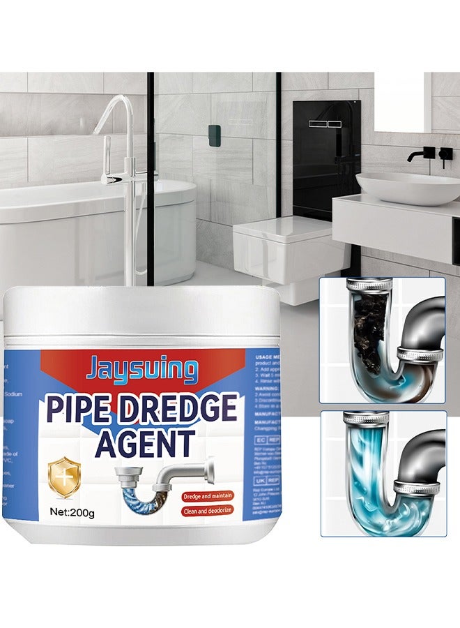 Jaysuing Pipe Dredge Agent, Bathroom Drain Cleaner, Powerful Pipe Excavator, Kitchen Sink Drain Cleaner, Home Sewer Toilet Kitchen Dredging Deodorant Clogged Channel Agent, Deep Cleaning And Quick Effect, 200G - Image 2
