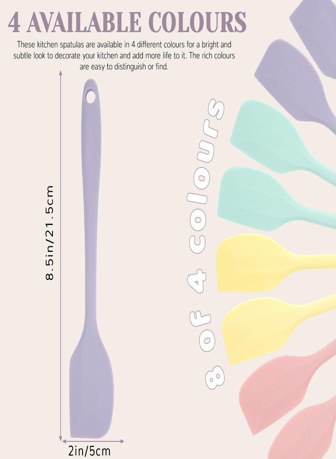 Realand 8pcs Pastel Color Silicone Spatula, 8.5 Inch Rubber Spatula, Heat-Resistant Non-Stick Small Spatula Silicone Mini Baking Spatula Set for Cake Cream Kitchen Gadgets (Mixed Color) - Image 2