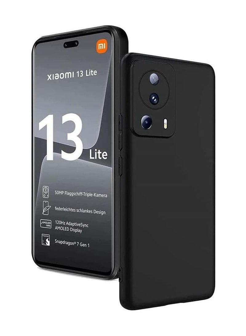 جراب Xiaomi 13 Lite جراب مطاطي غير لامع من السيليكون الناعم TPU مع حماية الكاميرا، جراب خلفي مرن لهاتف Xiaomi Mi 13 Lite (أسود) - Image 1