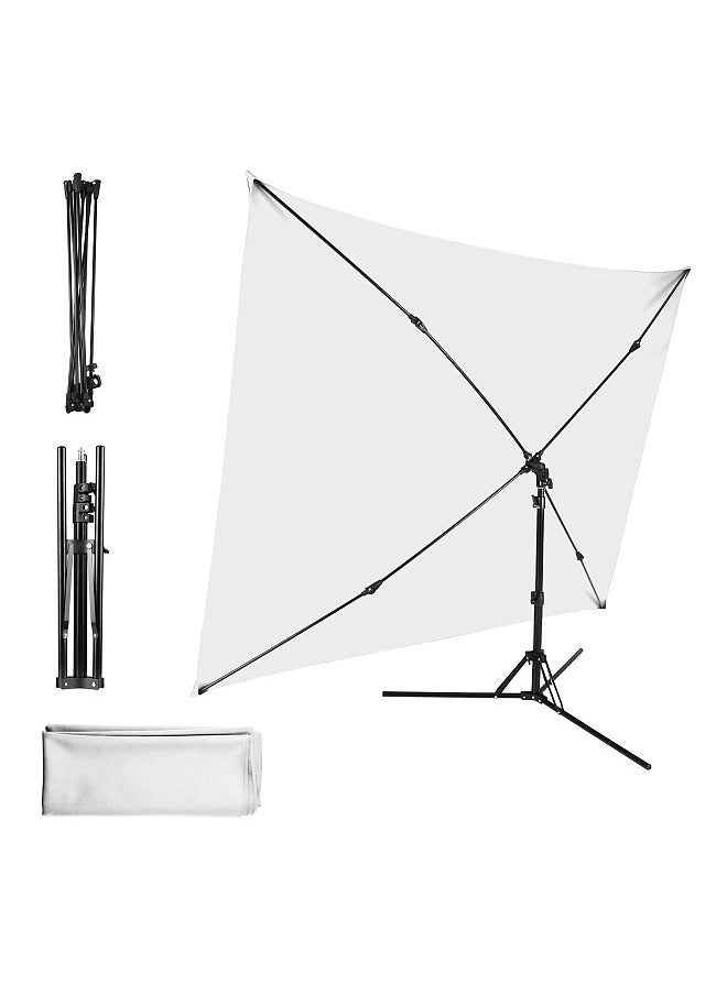 ANDOER 2x1.5m/ 6.5x4.9ft White Photo Backdrop Photography Background Screen with Adjustable Tripod Cross-Shaped Stand for Streaming Gaming Studio Photography  - Image 1