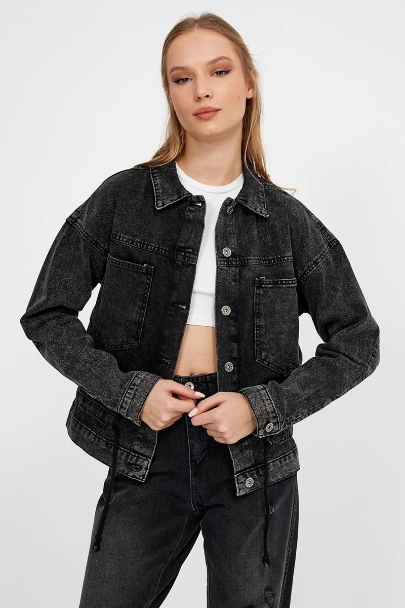 الكسندر جاردي Special Collection Tie Detail Denim Jacket (AG-3006)