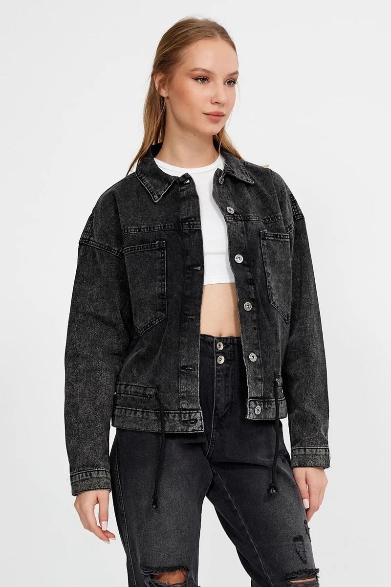 الكسندر جاردي Special Collection Tie Detail Denim Jacket (AG-3006)