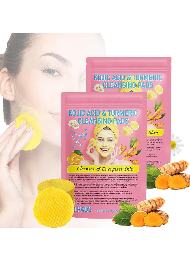 Jaysuing 60Pcs Kojic Acid & Turmeric Cleansing Pads For Dark Spots | Turmeric Kojic Acid Cleansing Pads Helps Balance Skin Oil & Water, Fade Spot, Remove Excess Keratin, Clean Oil Refines Pores  - Image 1