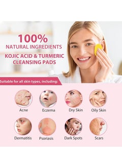 Jaysuing 60Pcs Kojic Acid & Turmeric Cleansing Pads For Dark Spots | Turmeric Kojic Acid Cleansing Pads Helps Balance Skin Oil & Water, Fade Spot, Remove Excess Keratin, Clean Oil Refines Pores  - Image 5